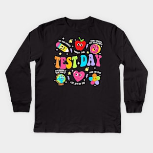 Test Day The Test Testing Day Motivational Teacher Kids Kids Long Sleeve T-Shirt